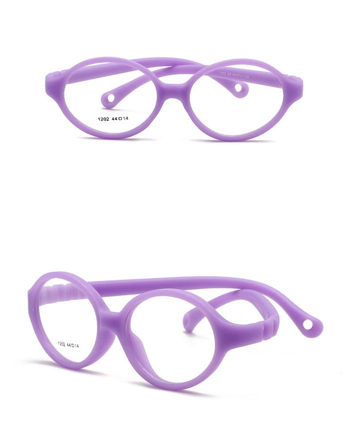Light purple kids flexible unbreakable glasses Model 1202 shown from front and side angles