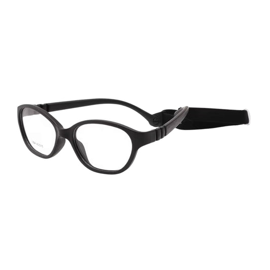 Black flexible unbreakable kids glasses with adjustable headband Model 1204