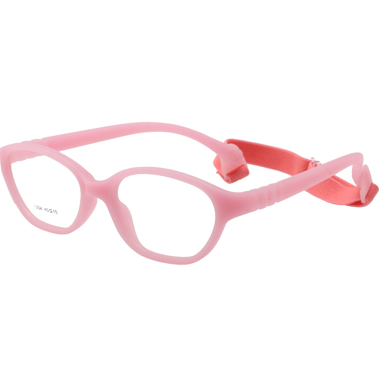 Pink flexible unbreakable kids glasses with adjustable headband Model 1204
