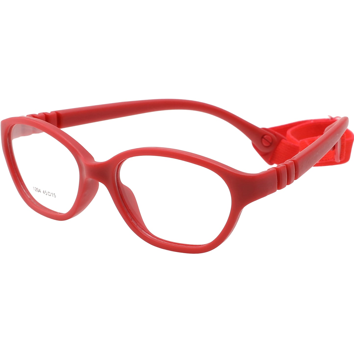 Red flexible unbreakable kids glasses with adjustable headband Model 1204