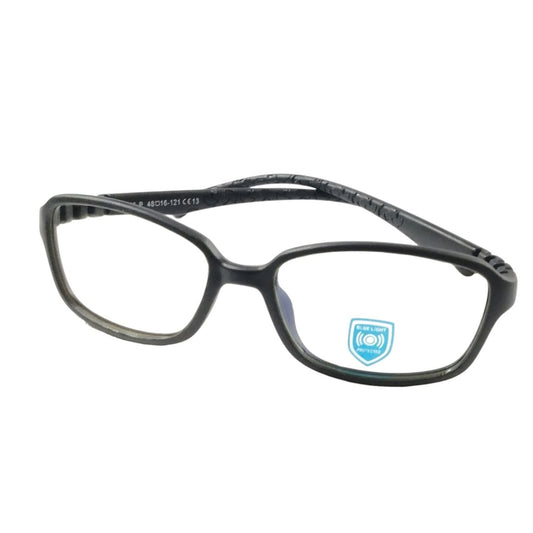 S305 black flexible rectangle kids glasses front three-quarter view for ages 3 to 6 years