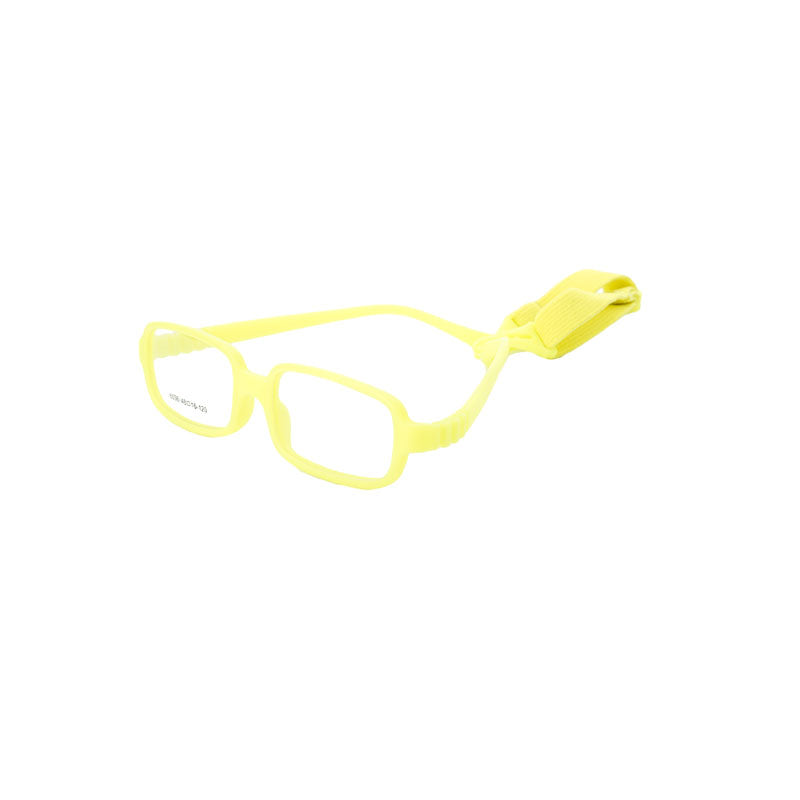 Lemon Yellow flexible silicone kids glasses 6036 with strap, size 48-16-120