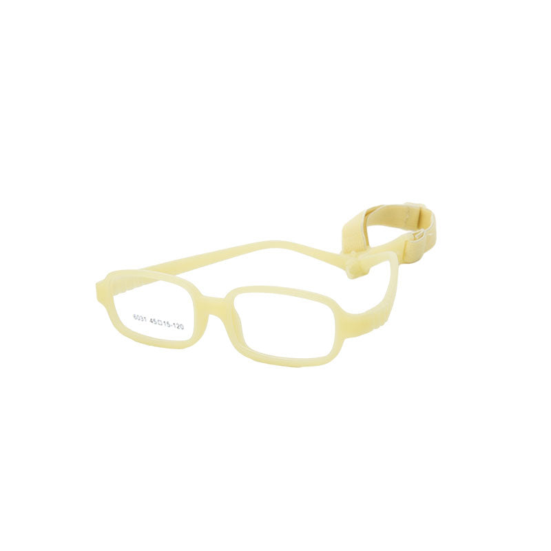 Lemon Yellow flexible silicone kids glasses 6031 with strap for ages 3 to 5