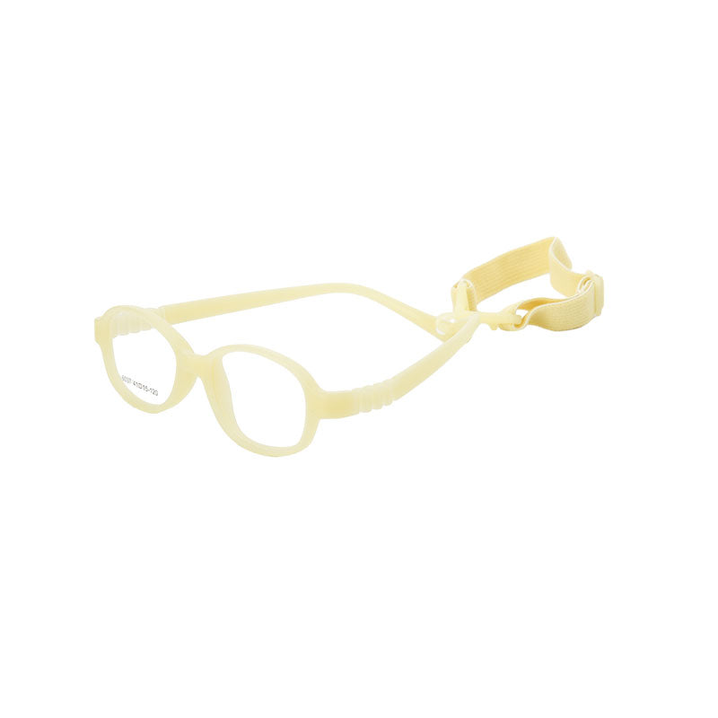 Lemon yellow flexible kids glasses model 6037 with adjustable strap for ages 2–3