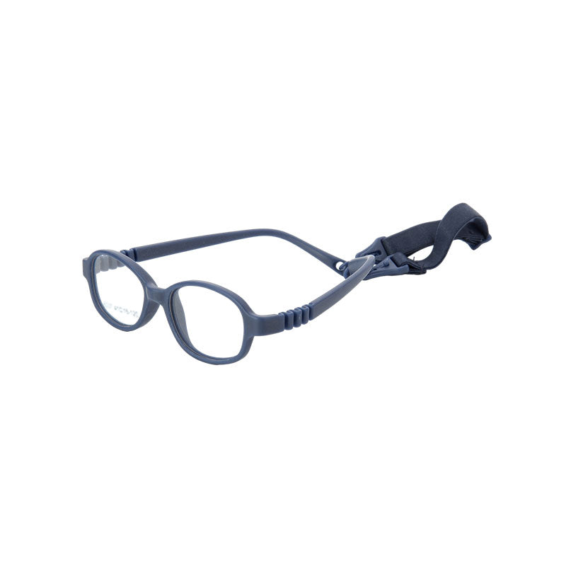 Matt blue flexible kids glasses model 6037 with adjustable strap for ages 2–3