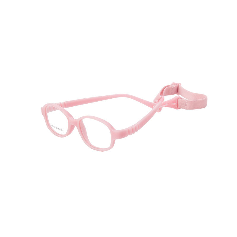 Pink flexible kids glasses model 6037 with adjustable strap for ages 2–3