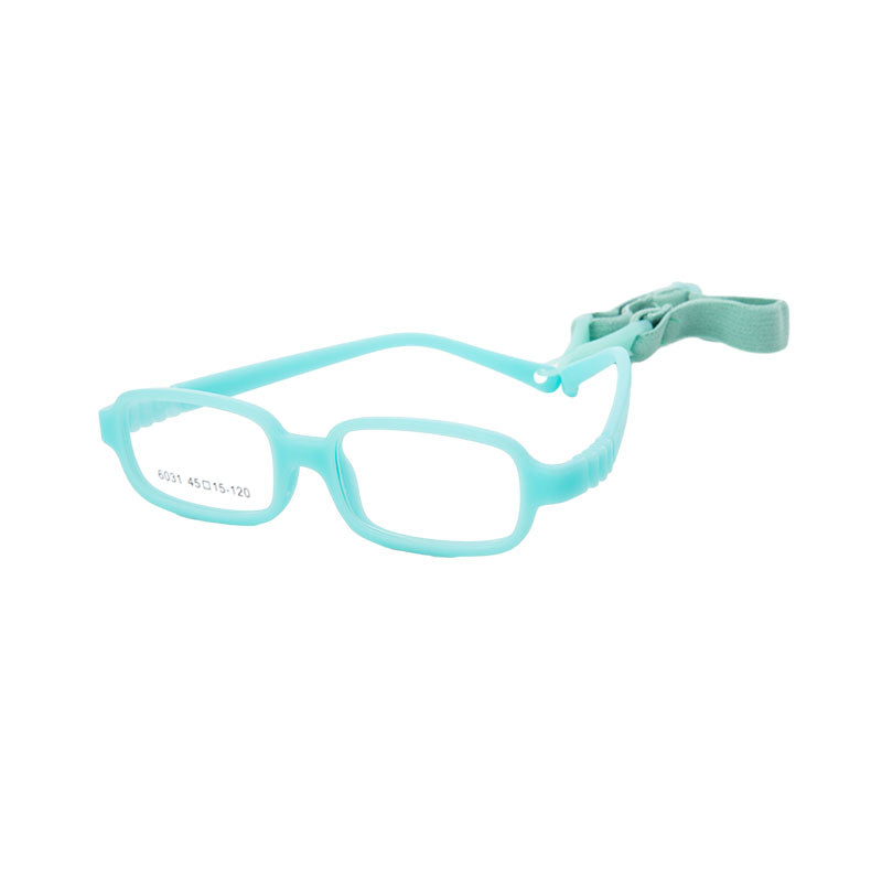 Turquoise Blue flexible silicone kids glasses 6031 with strap for ages 3 to 5