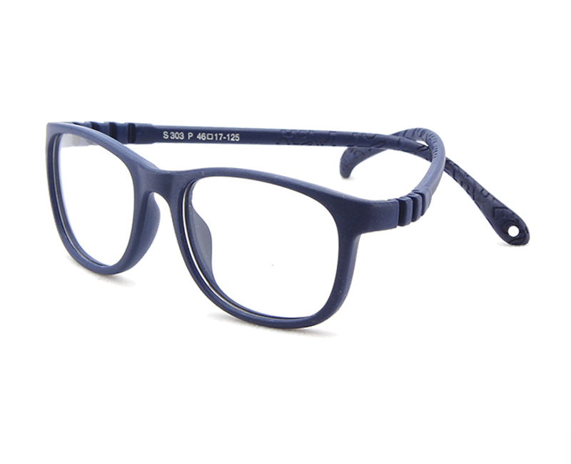 S303 deep blue flexible kids glasses front three-quarter view
