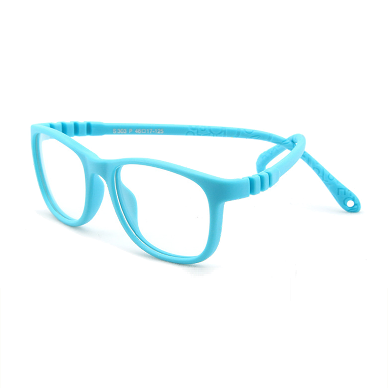 S303 sky blue flexible kids glasses C27 front view