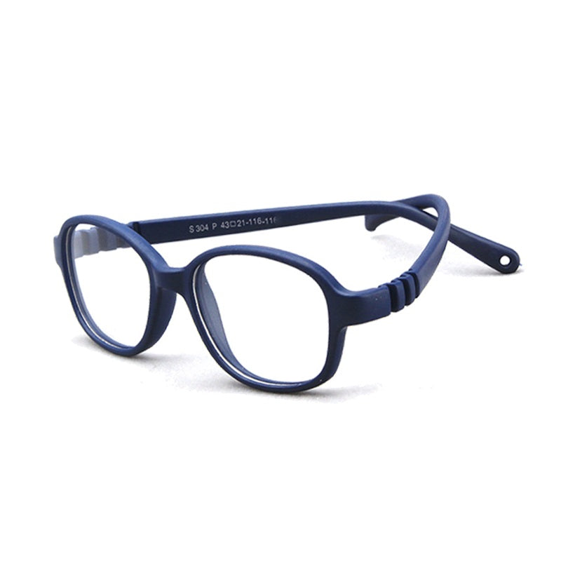 S304 navy blue flexible kids glasses C32 front view
