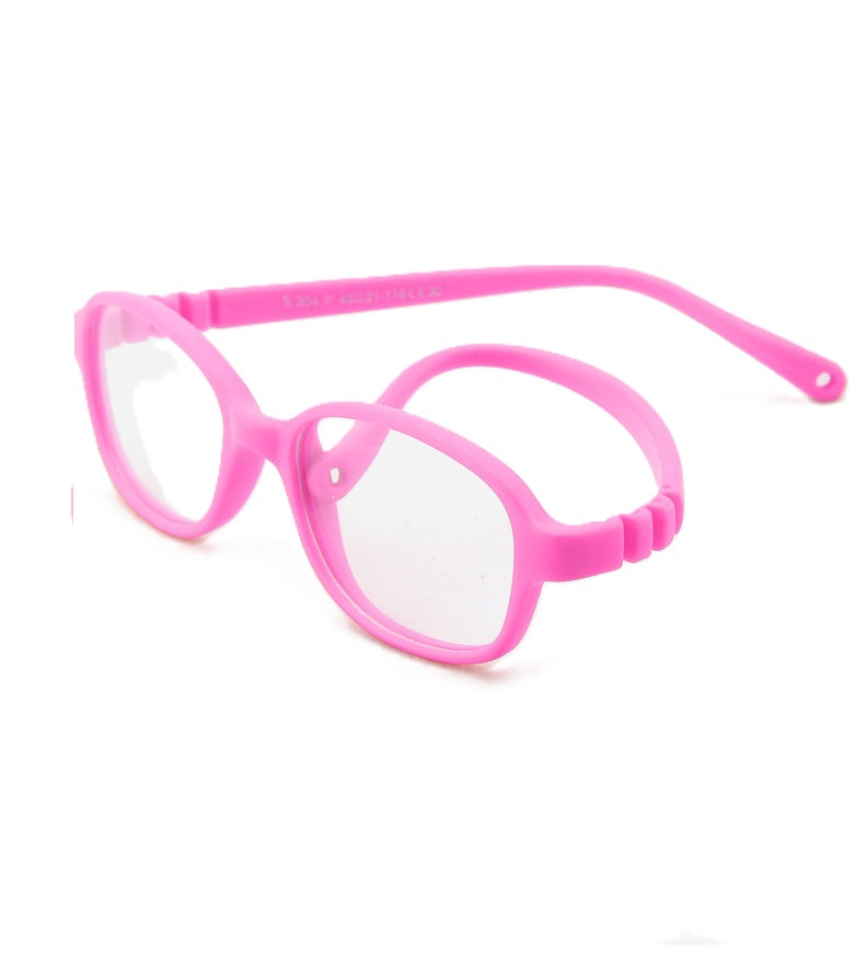 S304 pink flexible kids glasses front view
