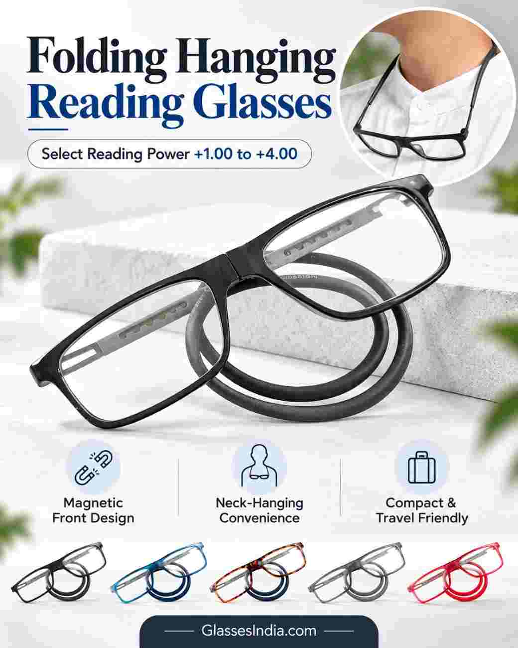 Stylish Folding Hanging Reading Glasses