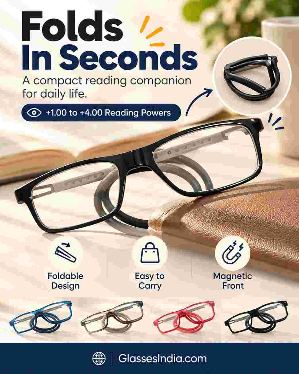 Stylish Folding Hanging Reading Glasses