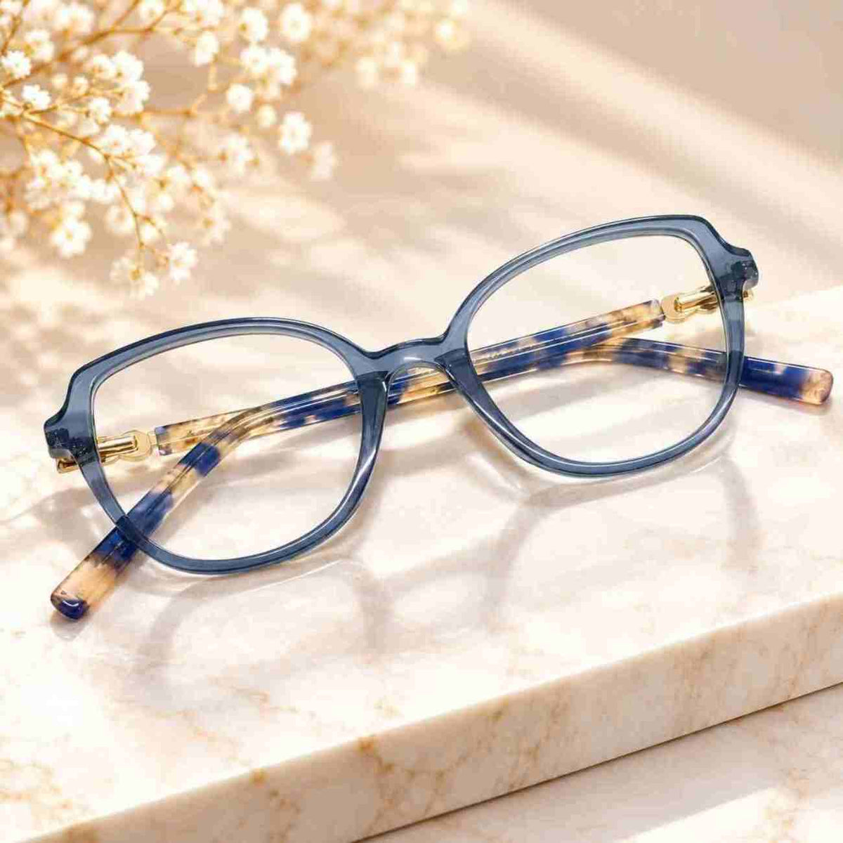 Women's Cat Eye Eyeglasses – Translucent Blue Grey | ZMA 9086
