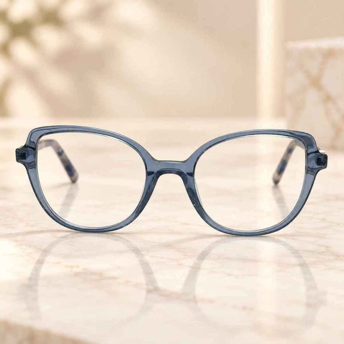 Women's Cat Eye Eyeglasses – Translucent Blue Grey | ZMA 9086