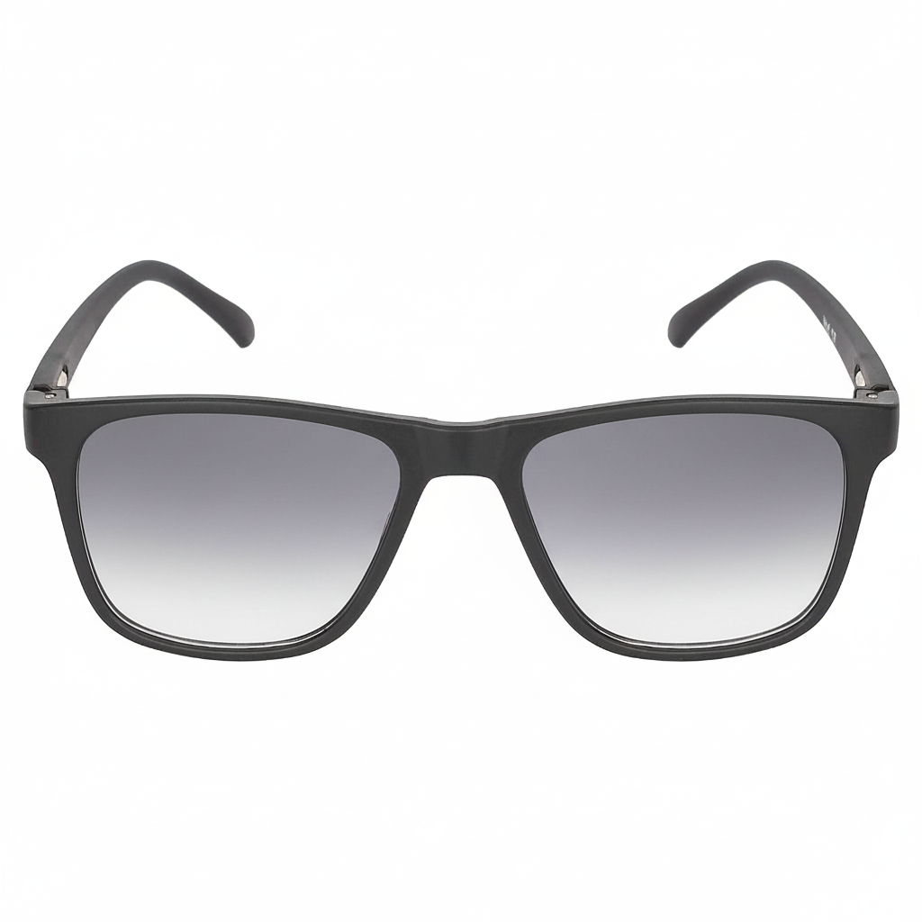 ARTView AV108 Bold Square Sunglasses | Matte Black TR90 Frame | Grey Gradient CR-39 Lenses | Wide Fit (56mm) | Power Ready