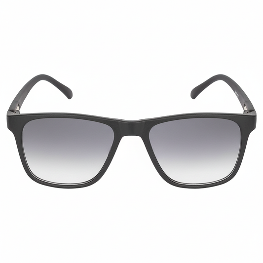 ARTView AV108 Bold Square Sunglasses | Matte Black TR90 Frame | Grey Gradient CR-39 Lenses | Wide Fit (56mm) | Power Ready