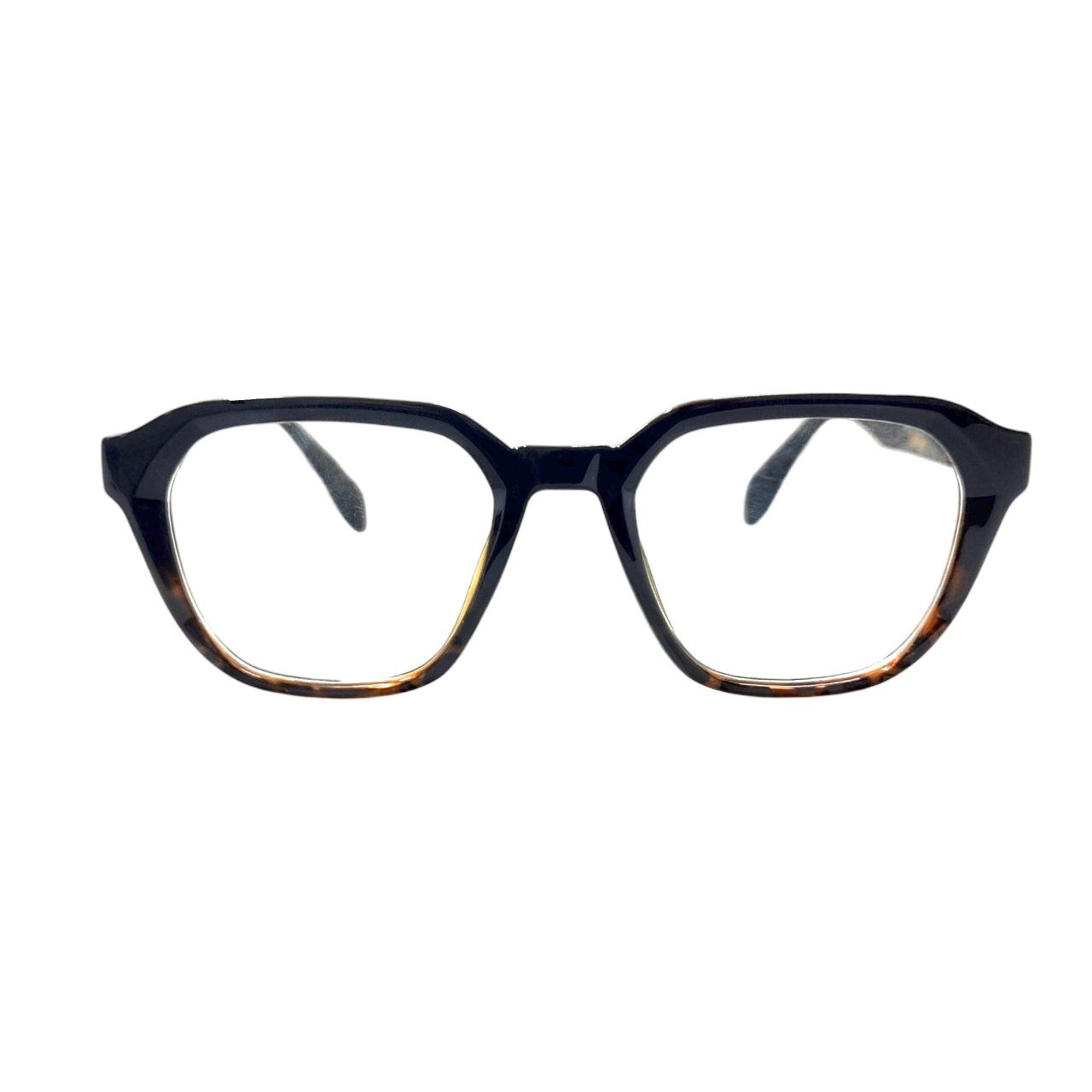 Black and tortoiseshell glasses on a white background