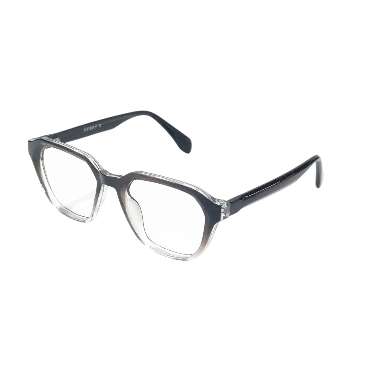 Geometric Eyelid Support Glasses with Nylon Lift Thread – Smoky Brown Gradient to Clear Square Frame | TR90 | Model 143041 | Size 49-21-147