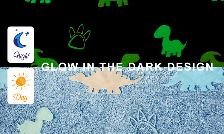 Dino Glow in The Dark Blanket for Kids Flannel Throw