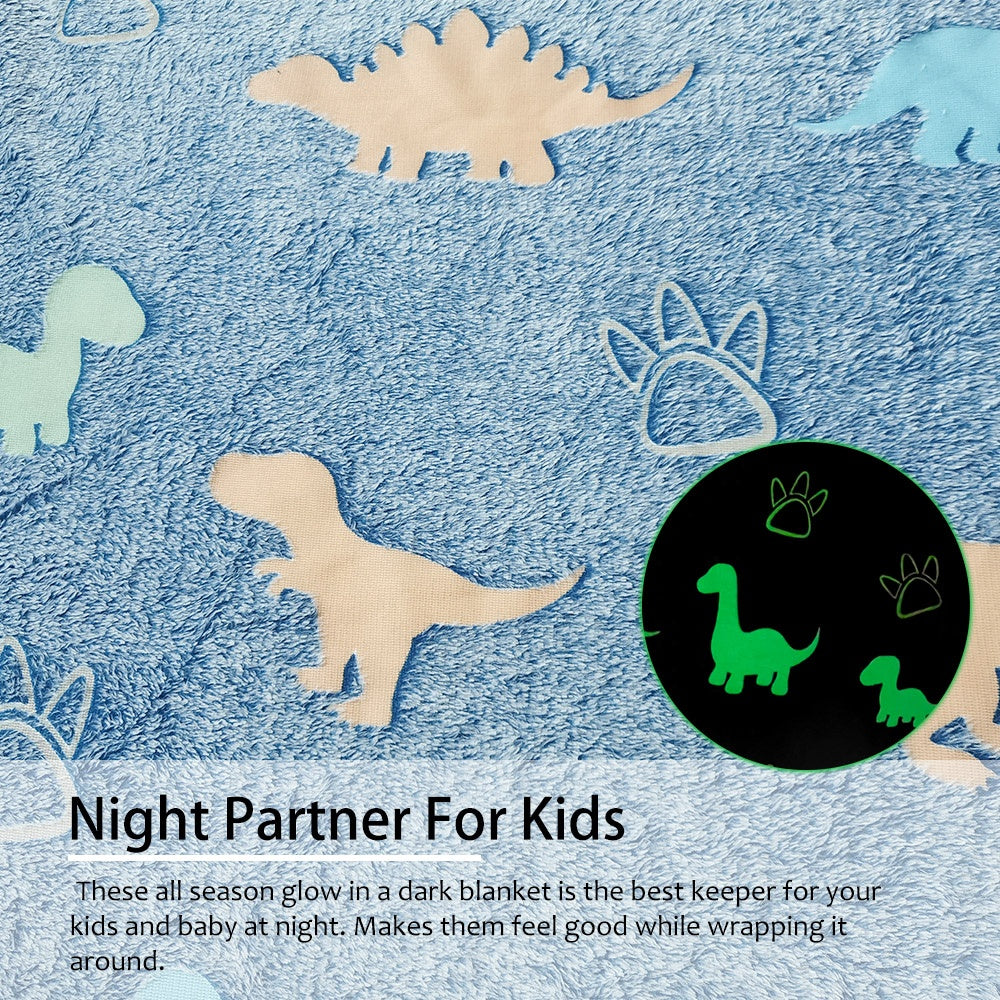 Dino Glow in The Dark Blanket for Kids Flannel Throw