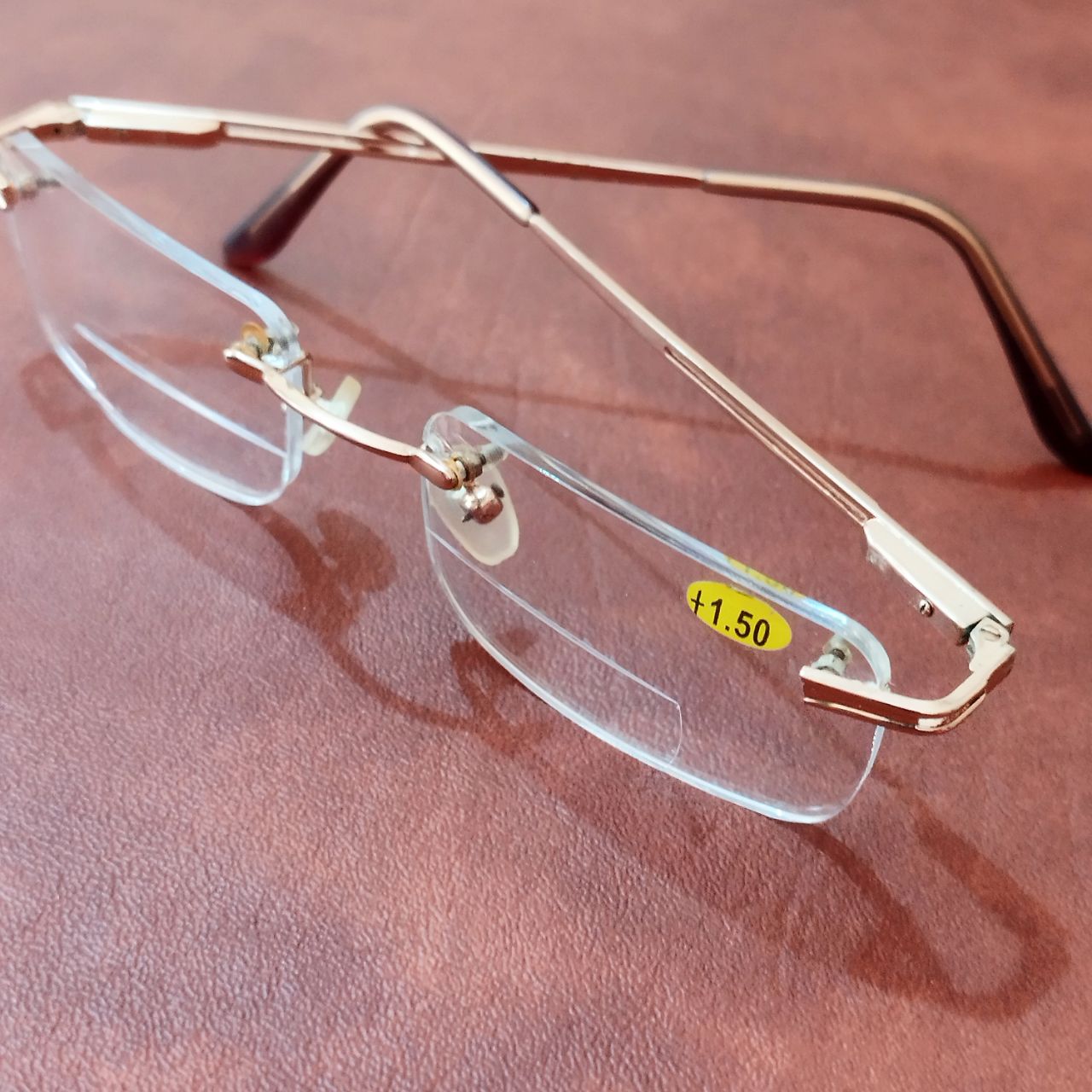 Bifocal Gold Rimless Reading glasses Plus +1.50