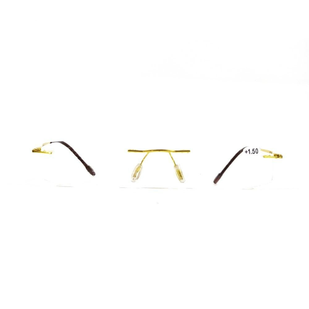 Gold Rimless Frameless Rectangle Reading Glasses For Men Women ...