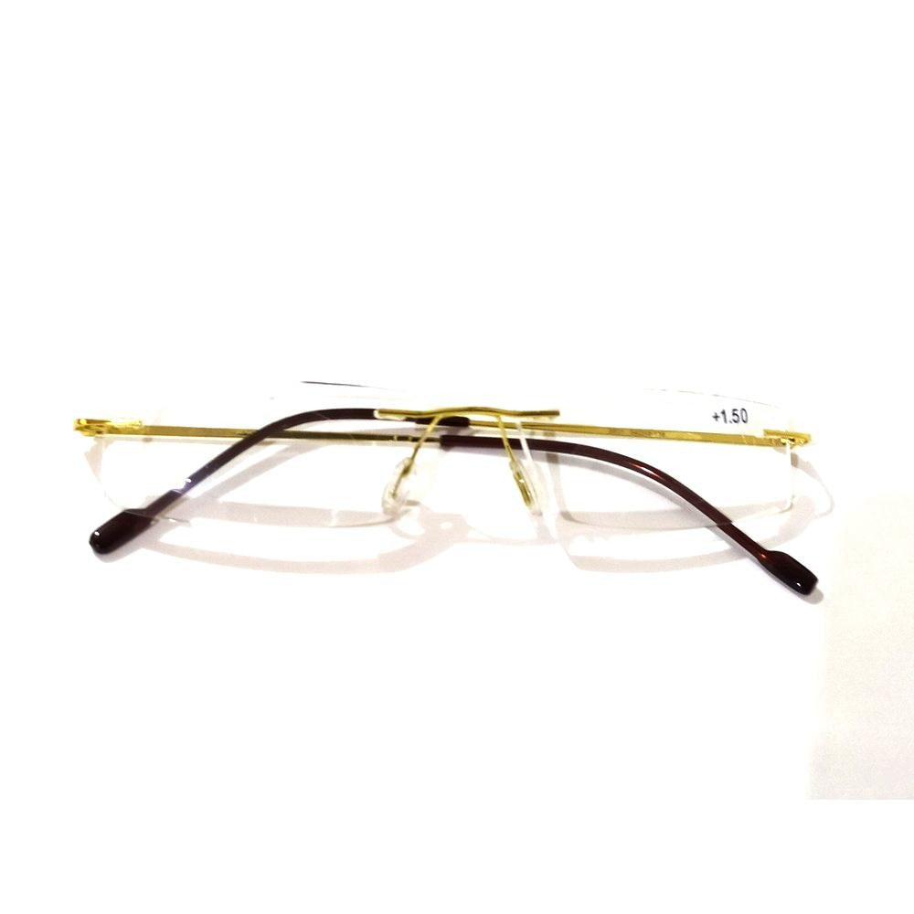 Gold Rimless Frameless Rectangle Reading Glasses For Men Women ...