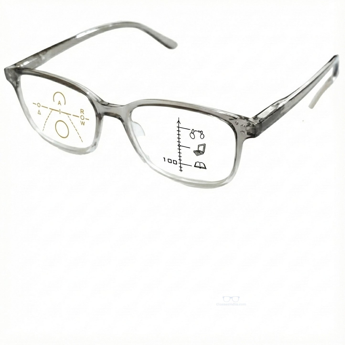 ARTView Grey Rectangle Progressive Glasses with Blue Light Filter