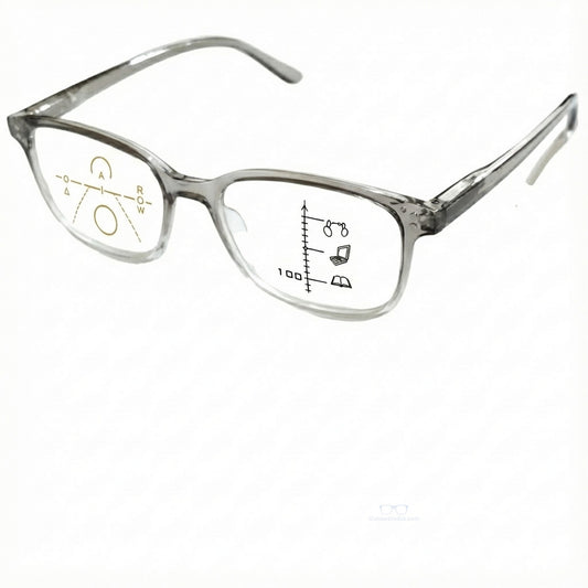 ARTView Grey Rectangle Progressive Glasses with Blue Light Filter