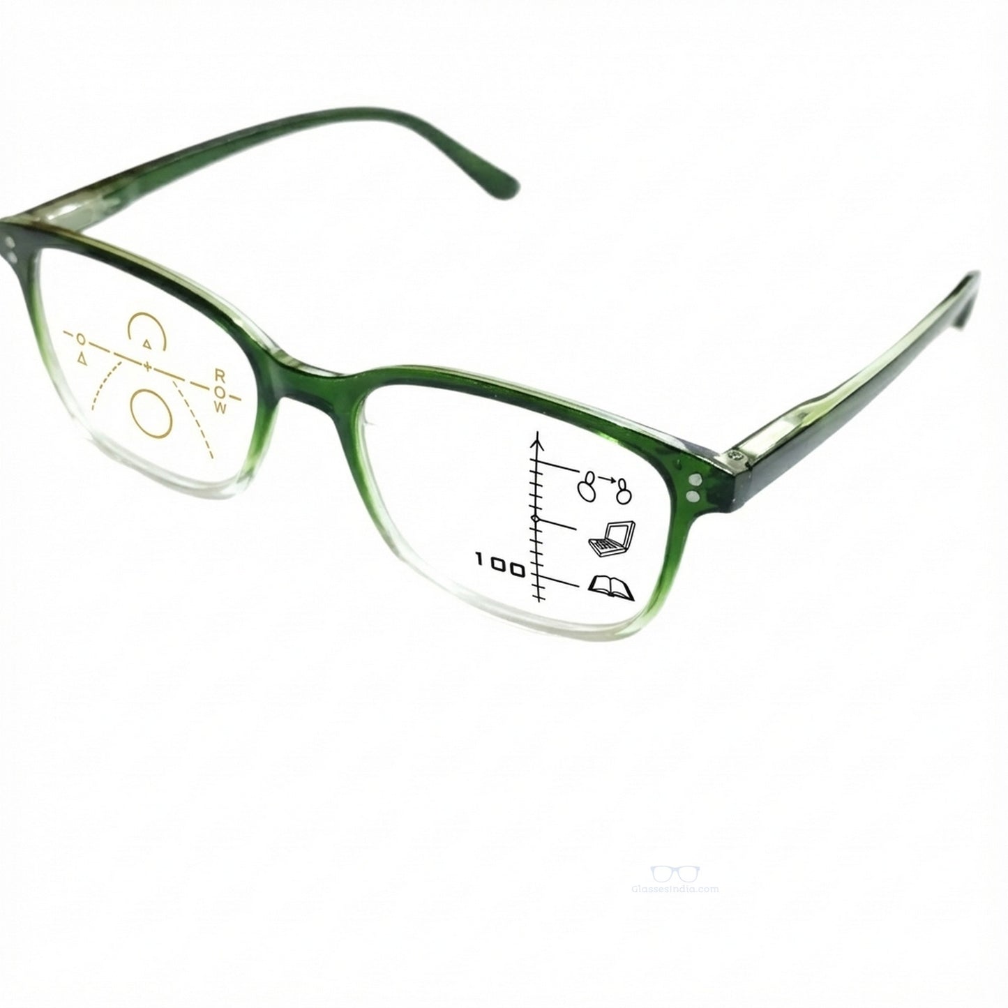 ARTView Green Two-Tone Rectangle Progressive Glasses with Blue Light Filter