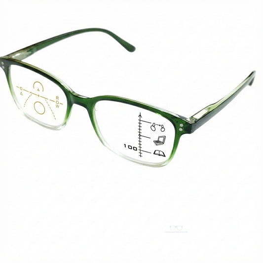 ARTView Green Two-Tone Rectangle Progressive Glasses with Blue Light Filter