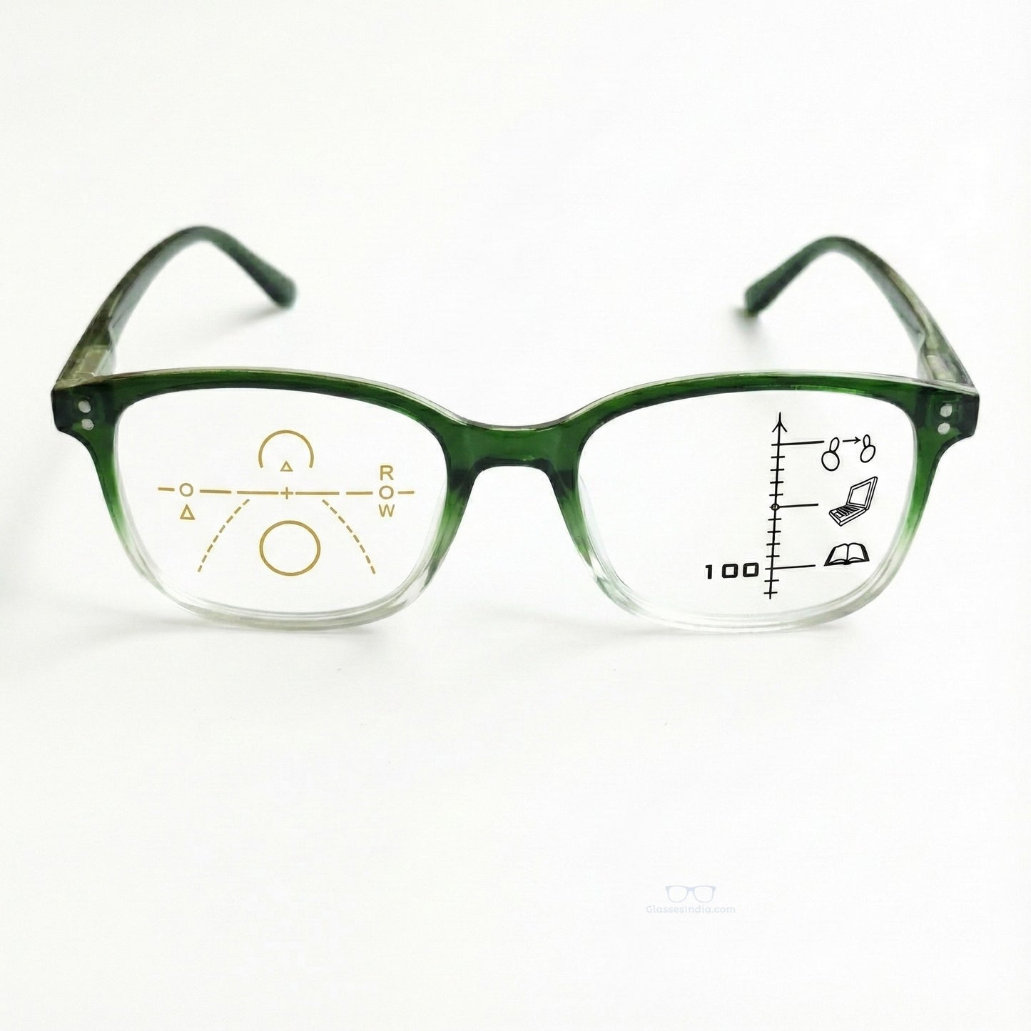 ARTView Green Two-Tone Rectangle Progressive Glasses with Blue Light Filter