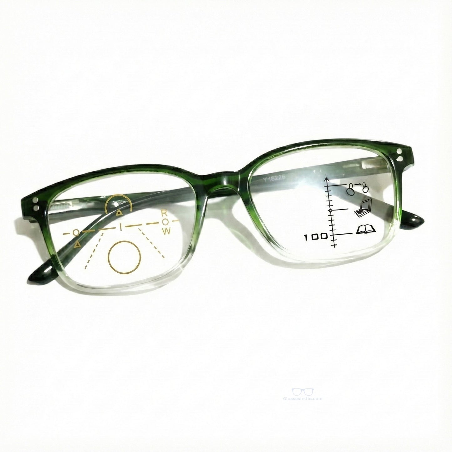 ARTView Green Two-Tone Rectangle Progressive Glasses with Blue Light Filter