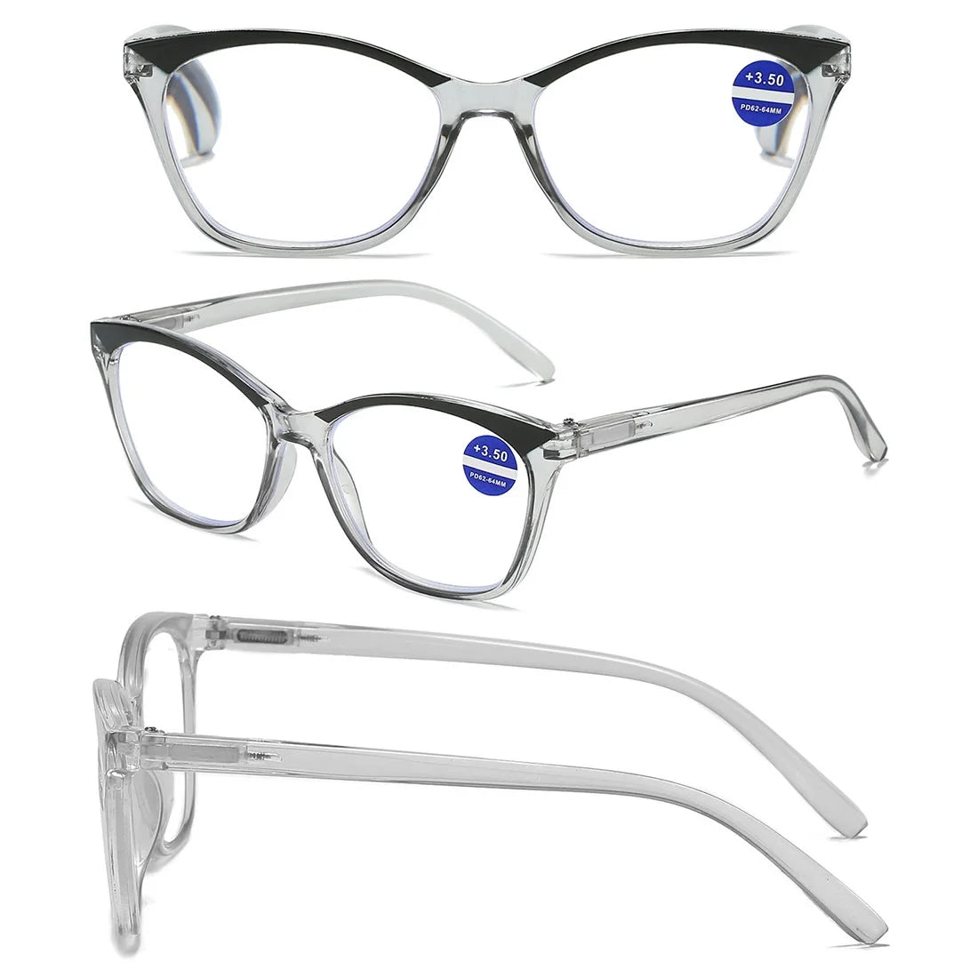 Grey Cat Eye Progressive Multifocal Glasses