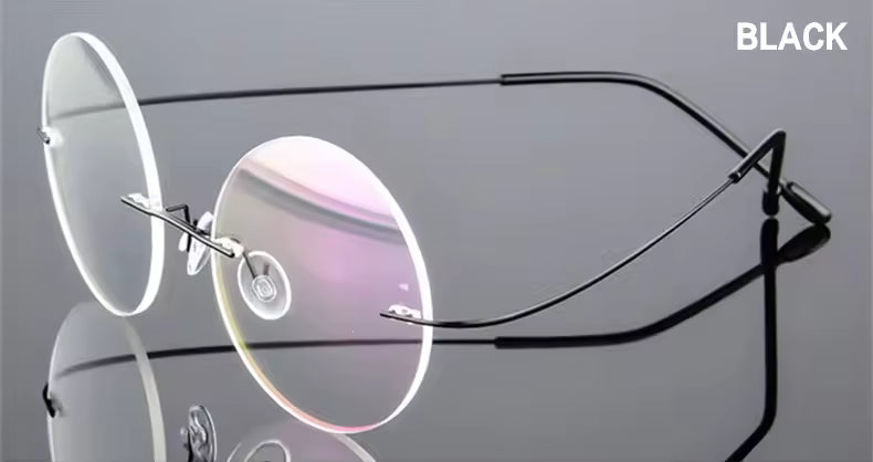 Steve Jobs - Gandhi - Harry Potter - Style Ultra-light Memory Round Rimless Frameless Glasses for Men Women Hingeless Frameless Glasses