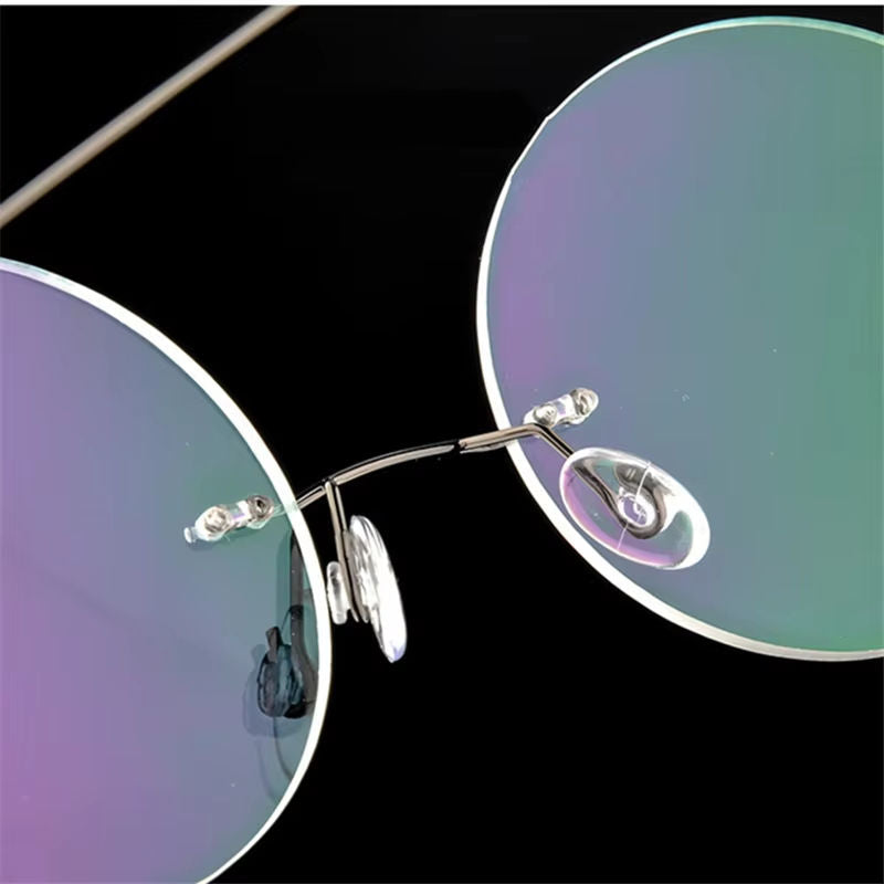 Steve Jobs - Gandhi - Harry Potter - Style Ultra-light Memory Round Rimless Frameless Glasses for Men Women Hingeless Frameless Glasses