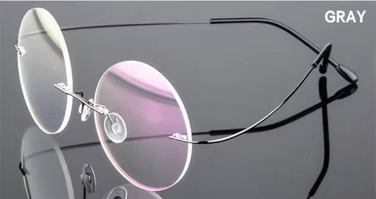 Steve Jobs - Gandhi - Harry Potter - Style Ultra-light Memory Round Rimless Frameless Glasses for Men Women Hingeless Frameless Glasses