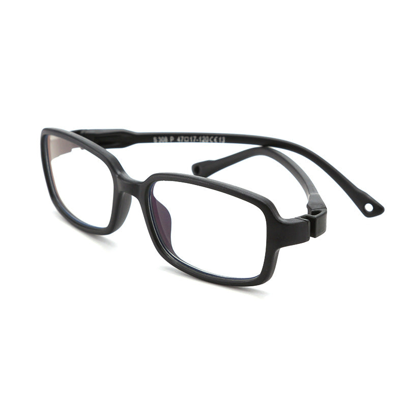 S308 flexible kids glasses product view showing soft rectangular frame construction