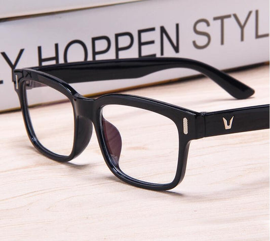 Men Black Eyeglasses Frame Vintage Square Clear Lens Glasses Optical Spectacle Frame