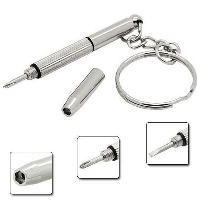 3 in 1 Mini Precision Repair Screwdriver Multifunction Eyeglasses Sunglasses Jewelry Watches With Keychain Pack of 5