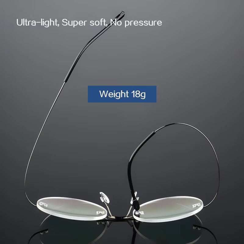 Steve Jobs - Gandhi - Harry Potter - Style Ultra-light Memory Round Rimless Frameless Glasses for Men Women Hingeless Frameless Glasses