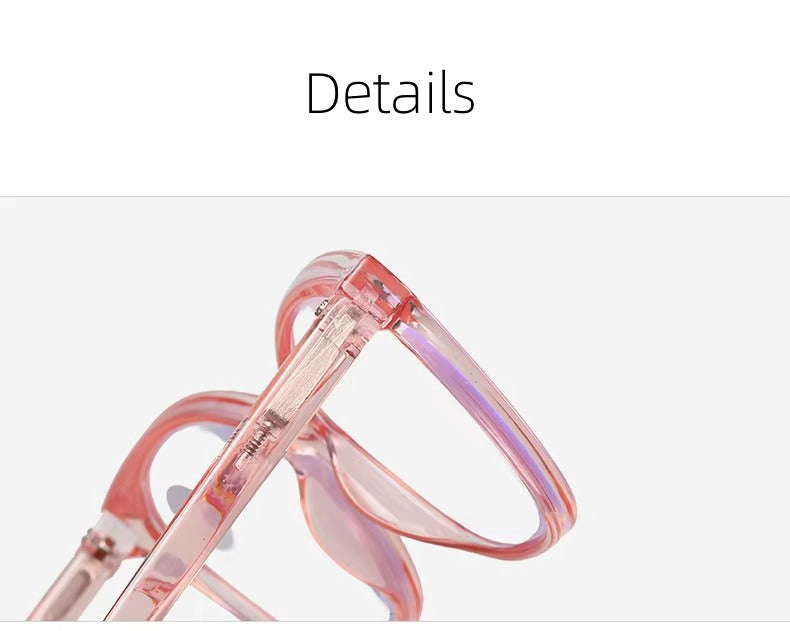 ARTView Pink Designer Full Frame Cat Eye Progressive Glasses for Women with Blue Light Filter