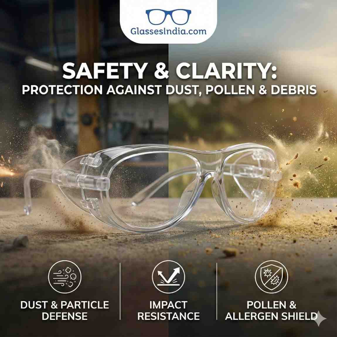 EYESafety Industrial Eye Protection Safety Glasses ES110 – Full Coverage Side Shield Frame