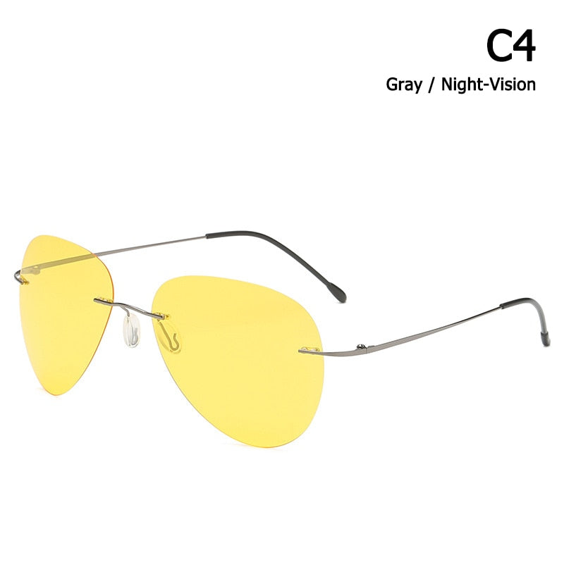 Foldable Rimless Pilot Polarized Sunglasses