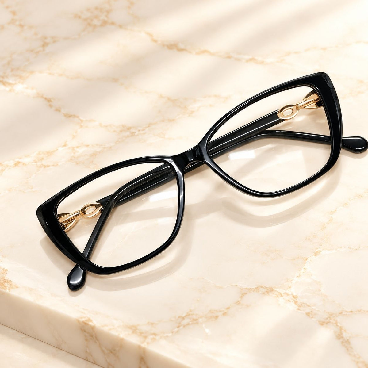 Black cat eye frame top angle