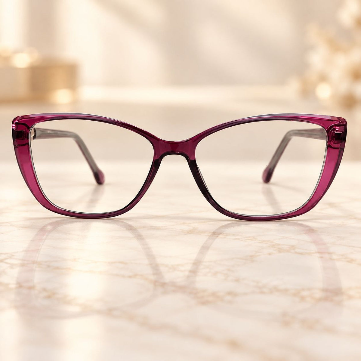 Wine multicolor cat eye frame three quarter view