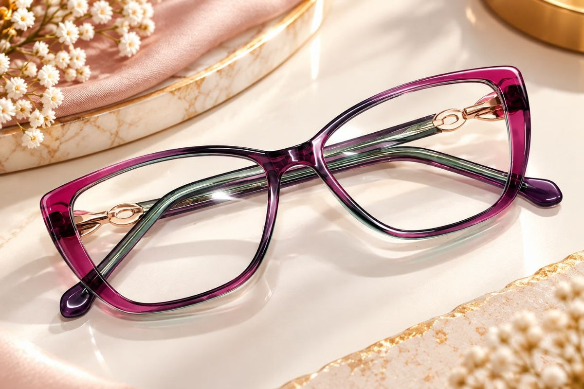 Wine multicolor cat eye frame