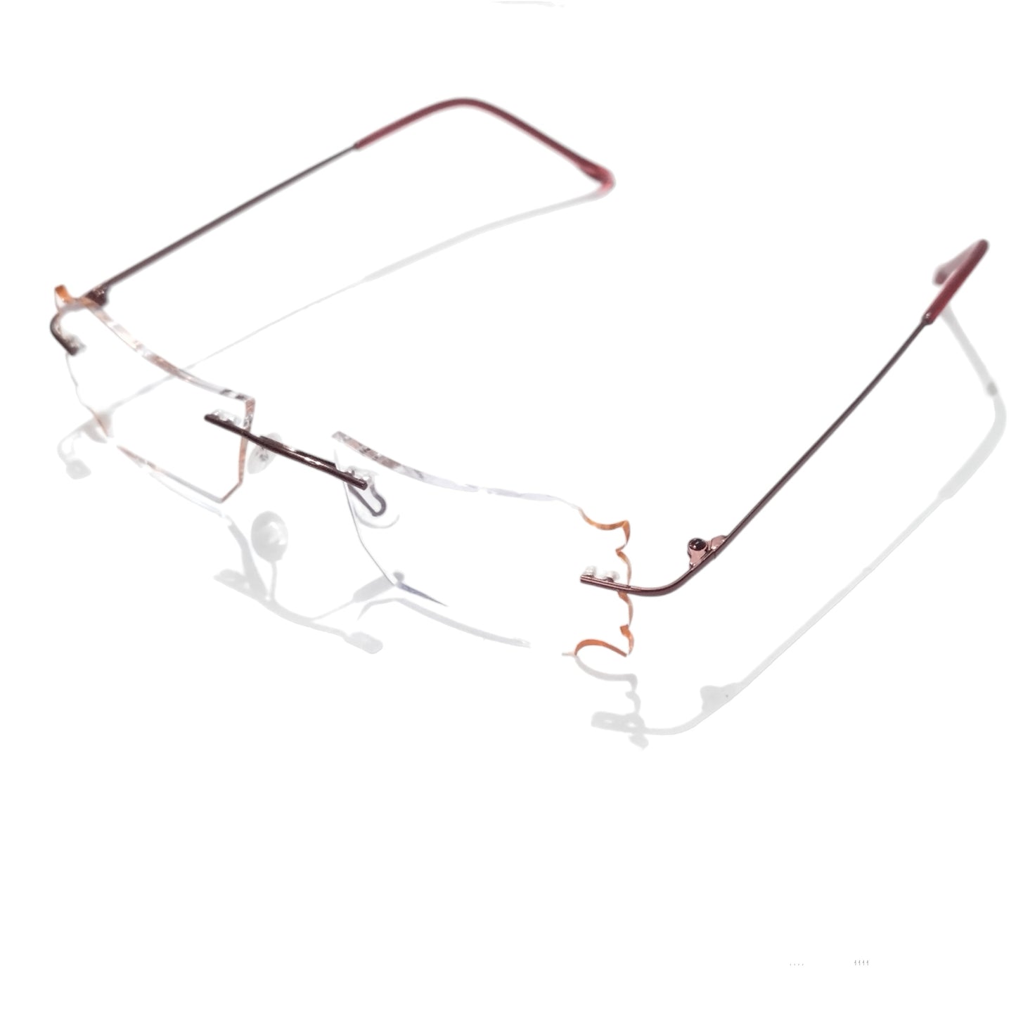 Red Designer Rimless Party Wear with Blue Light Block Lenses
