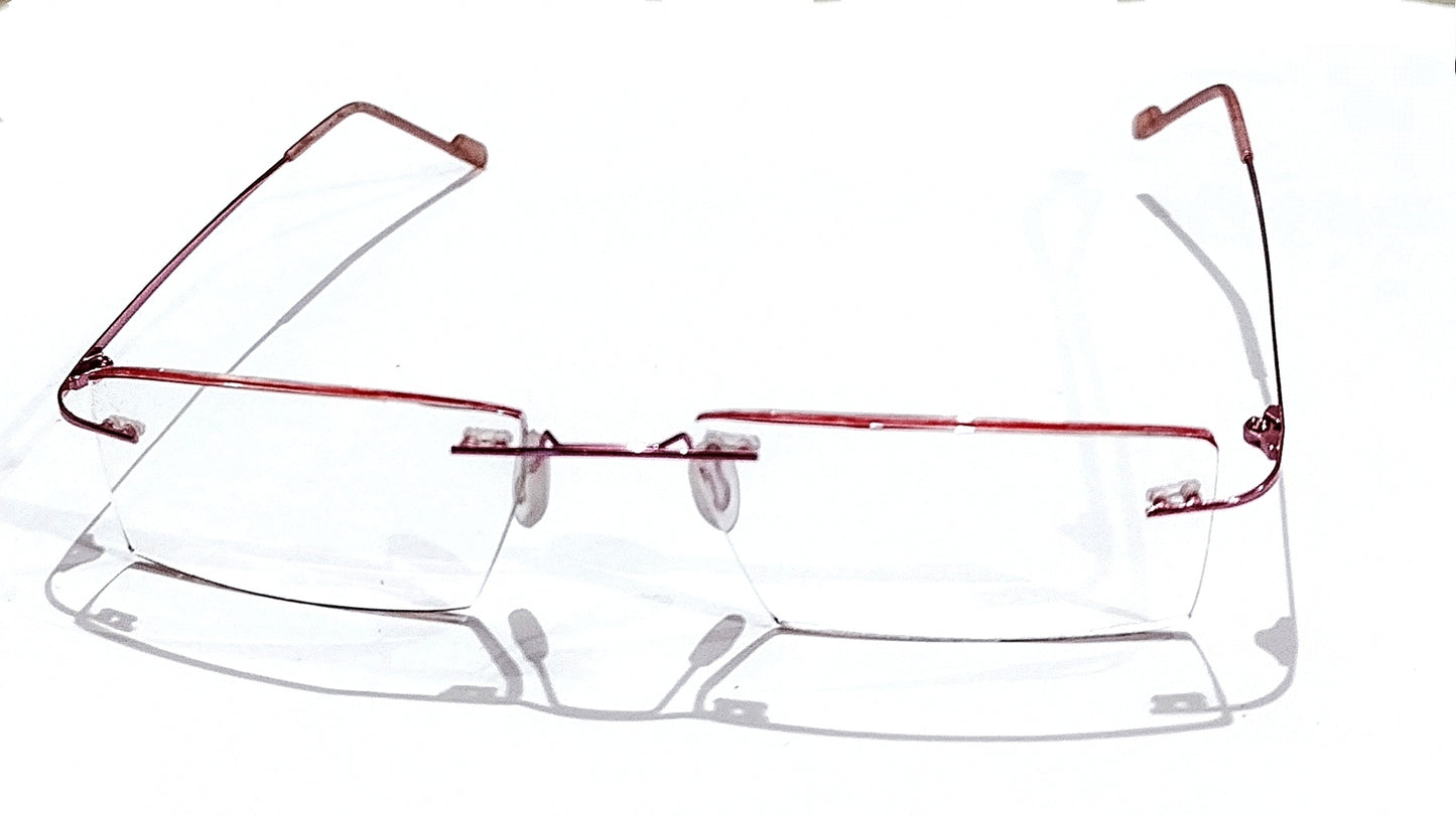 Pink Rimless Reading Glasses with Anti Glare coating Power +1.00